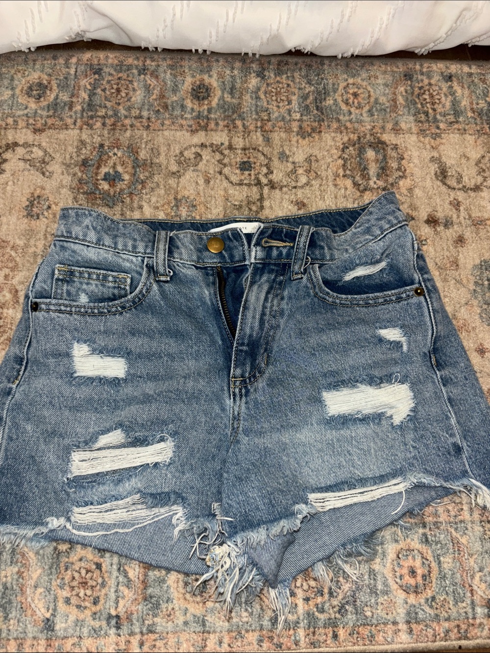 Altar'd State Light Blue Distressed Denim Shorts